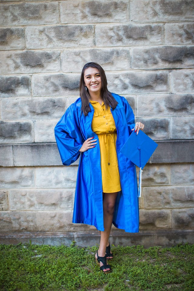 Aubree's Senior session in Gruene cap and gown