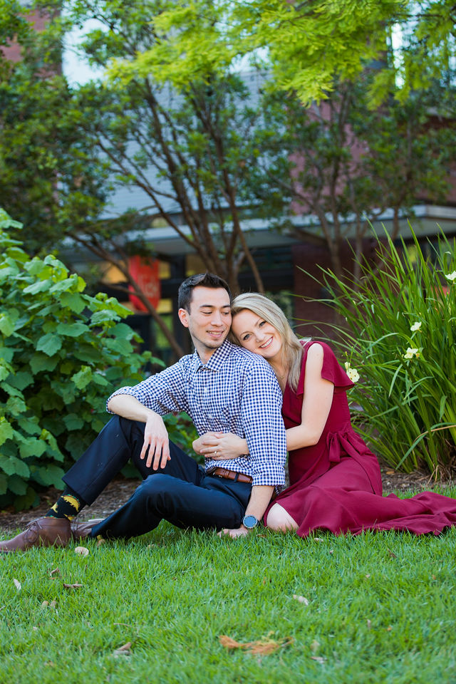 Emily's San Antonio engagement at the Pearl sitting in the greenery