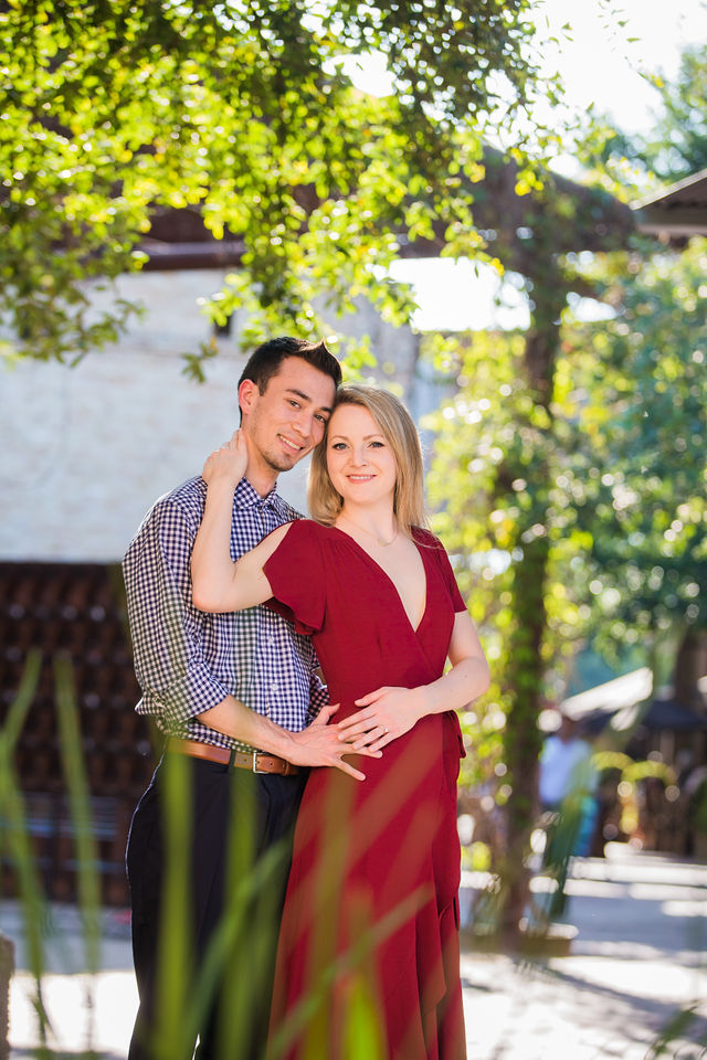 Emily's San Antonio engagement at the Pearl courtyard portrait