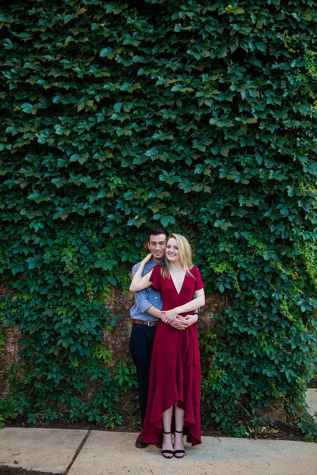 Emily's San Antonio engagement at the Pearl on the ivy wall