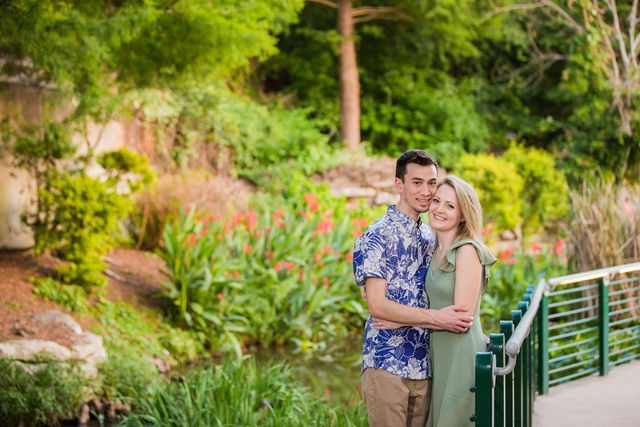 Emily's San Antonio engagement at the Pearl portrait by the river garden