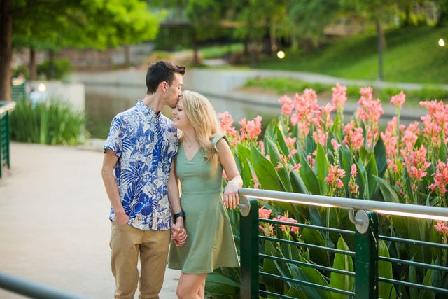 Emily's San Antonio engagement at the Pearl by the river garden