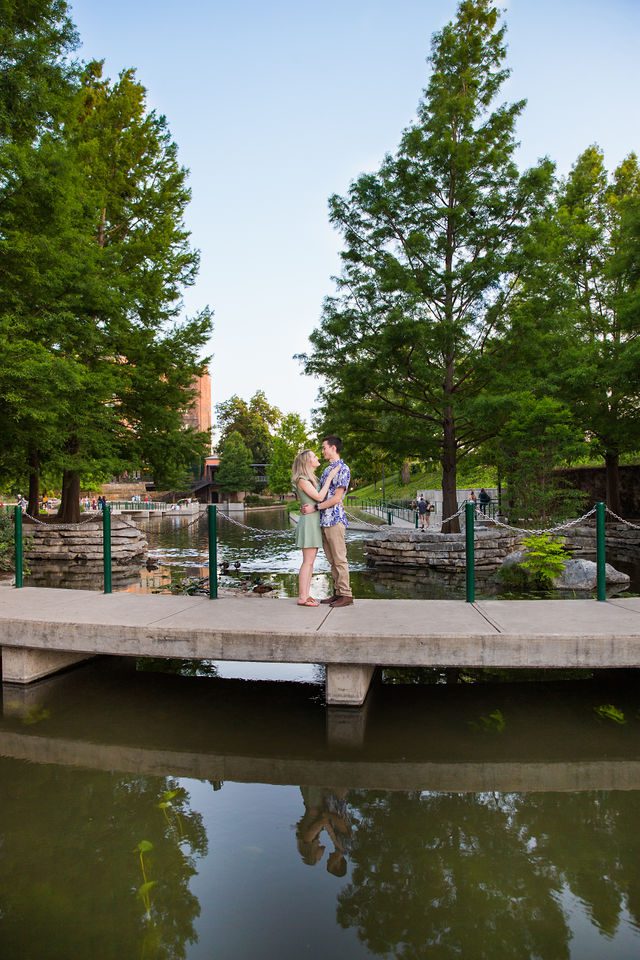 Emily's San Antonio engagement at the Pearl by the river bridge