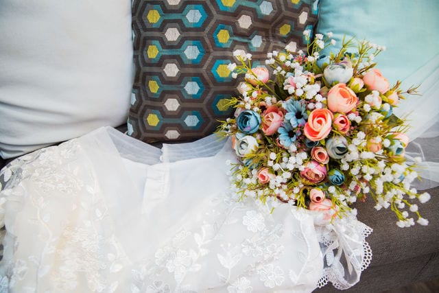 Emma wedding Olympia Hills dress and flowers