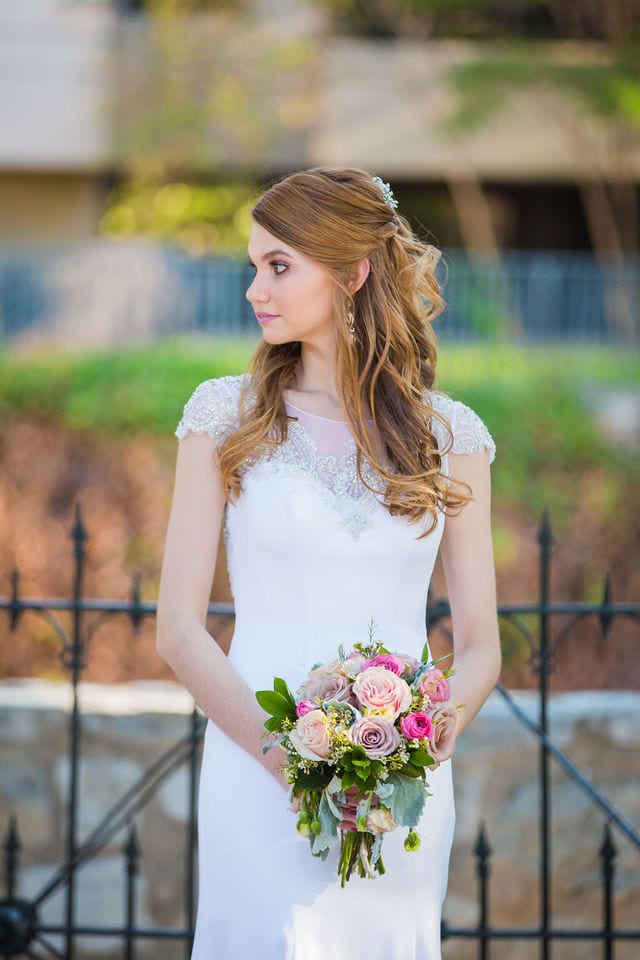 Olivia bridal at southwest school of Art bride with flowers
