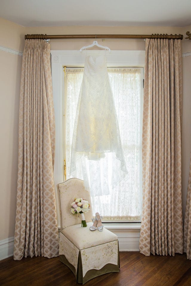 Lara wedding at Lambermont in San Antonio gown in the window