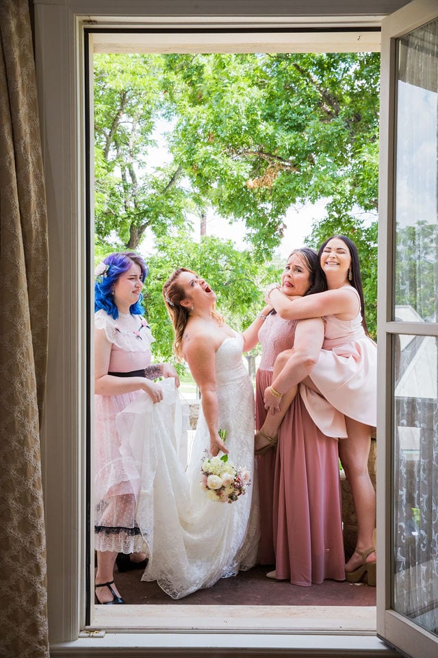 Lara wedding at Lambermont in San Antonio bride and bridesmaids