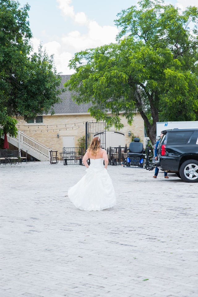 Lara wedding at Lambermont in San Antonio bride running
