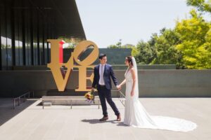 Anne wedding McNay Art Museum with the LOVE Letters