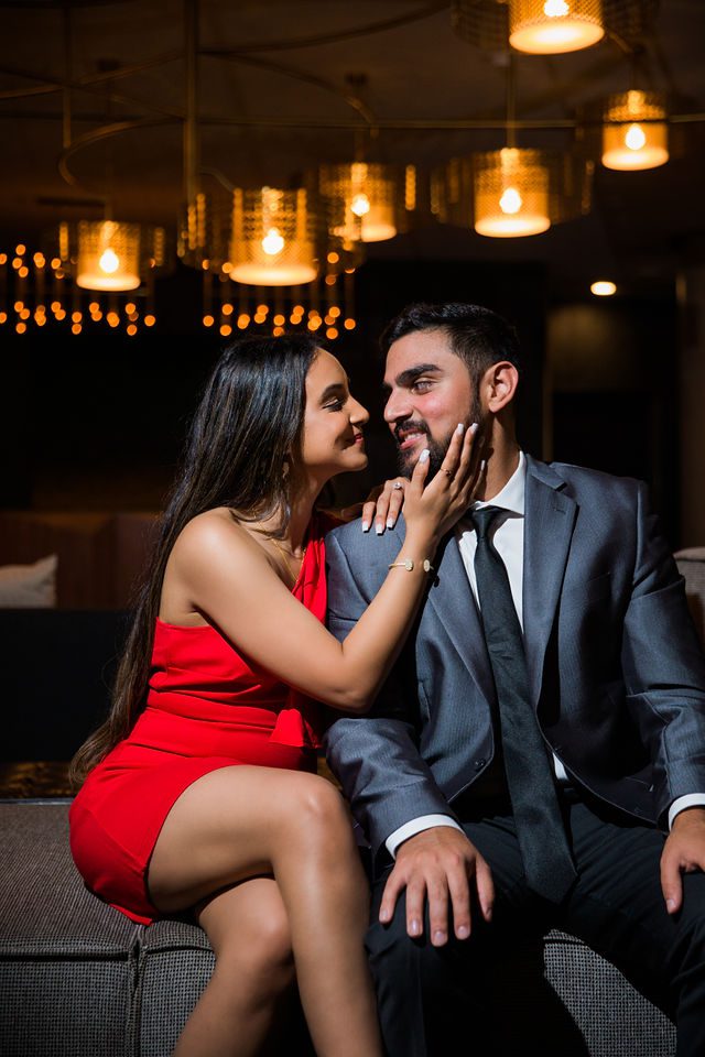 Kunal proposal at the Thompson on the couch the lobby kissing