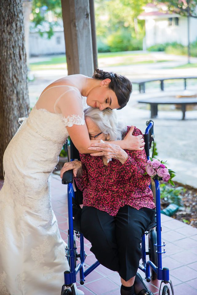 Rebecca Wedding Witte grandmother hugs