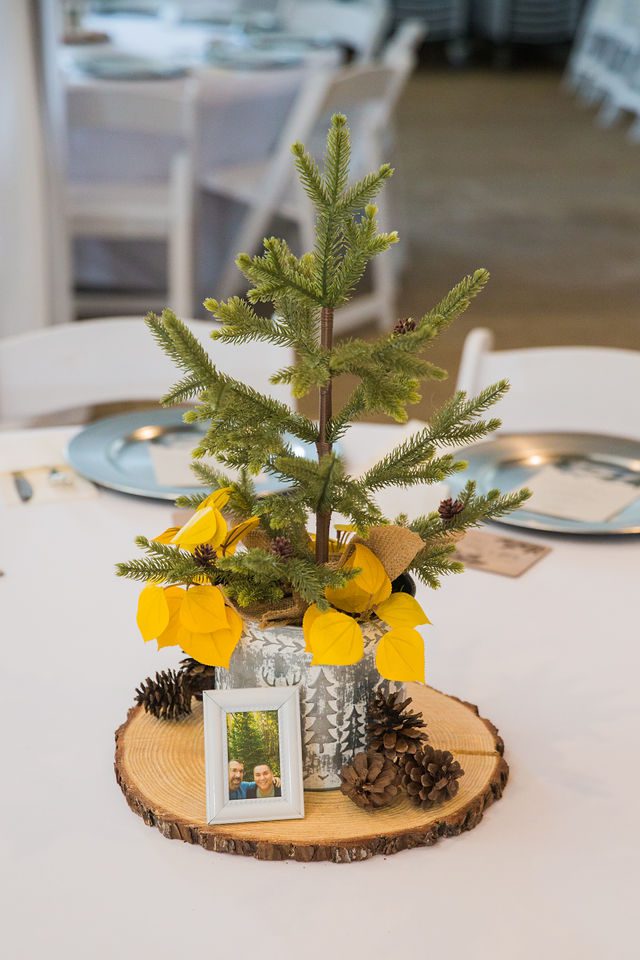 will and ross wedding centerpiece tree at harper hills ranch