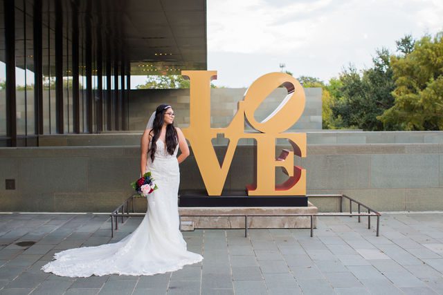 Bethany's bridal at the McNay with the LOVE portrait