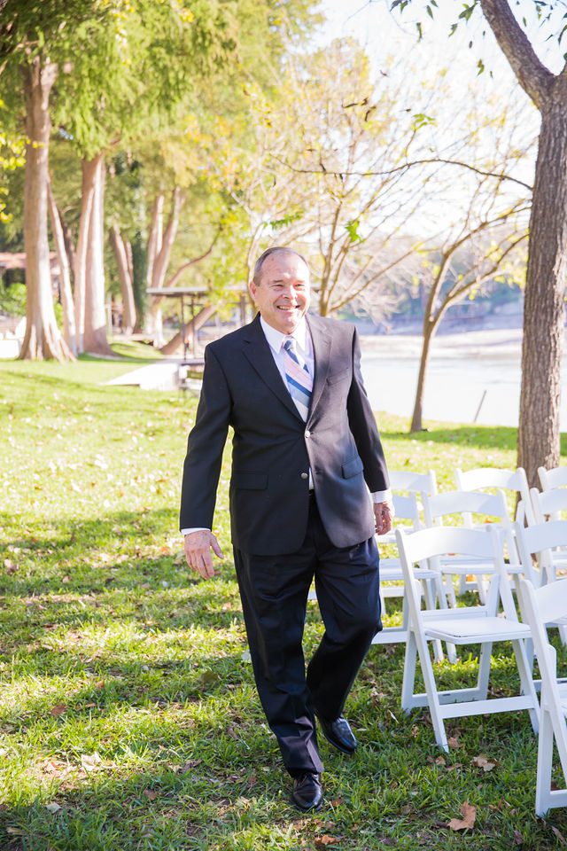 Celeste's dad's first look at the wedding in New Braunfels