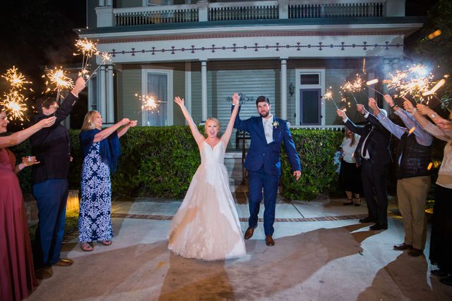 Celeste's wedding sparkler exit at the reception Abbott house