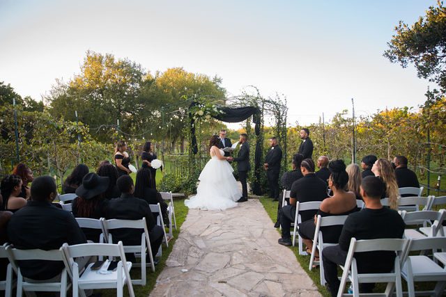 Jaytee and Mayra's wedding ceremony at Oak Valley Vineyards