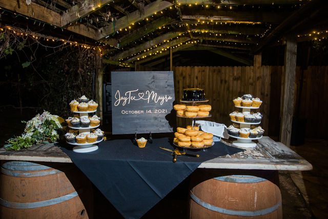 Mayra's wedding cake at the reception Oak Valley Vineyards