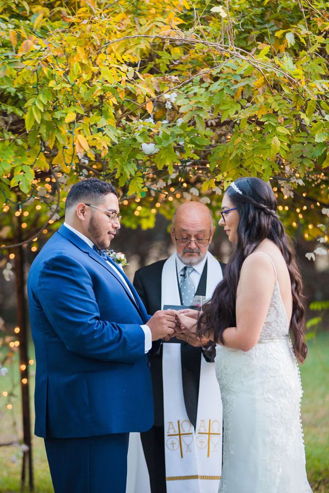 David and Bethany's wedding his ring exchange at Los Encinos