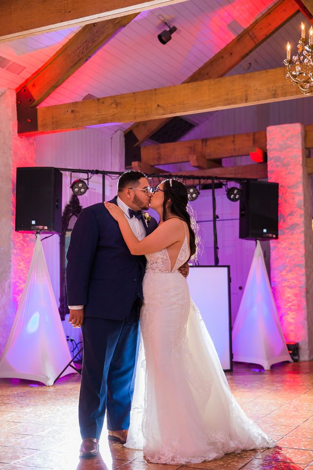 David and Bethany's last kiss at wedding reception at Los Encinos