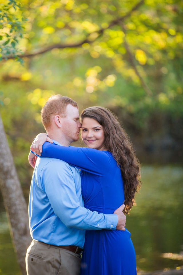 Coltan and Stephanie's the engagement at Cibolo Natural Area hugging