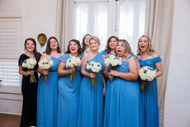 Stephanie's wedding at the Kendall Inn in Boerne bridesmaid's first look