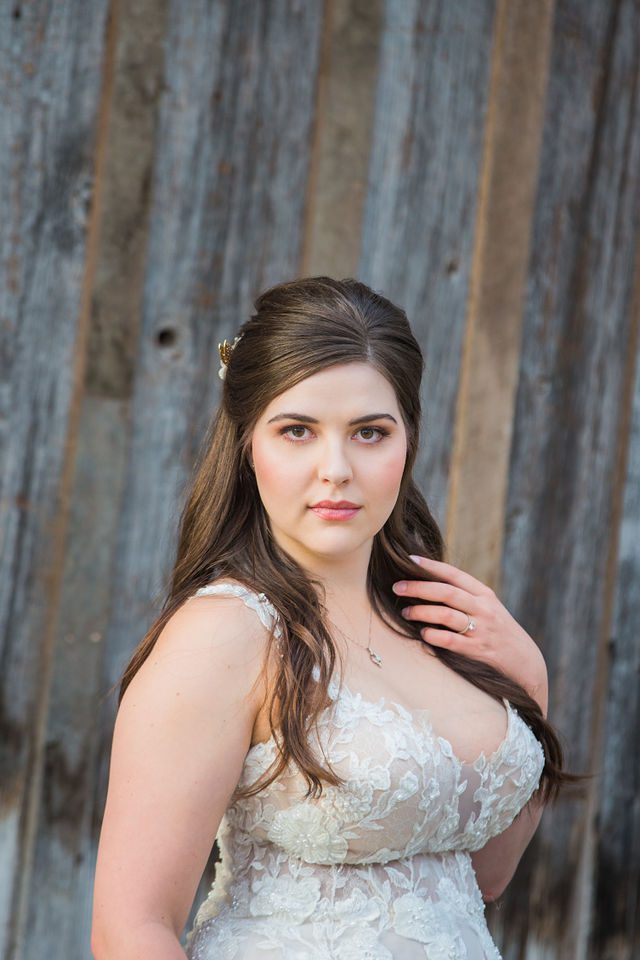 Meagan Bridal at the Gruene Hall on the wood wall portrait