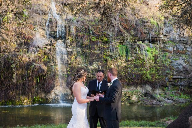 Yoli and Daltin vows at the wedding at Canyon Springs in San Antonio