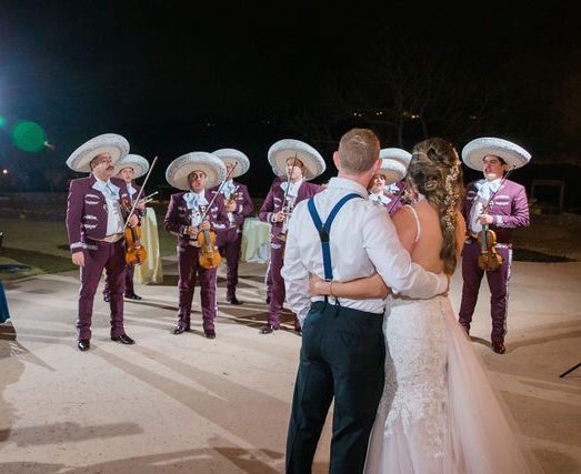 Yoli's and Daltin wedding reception mariachi singing at Canyon Springs