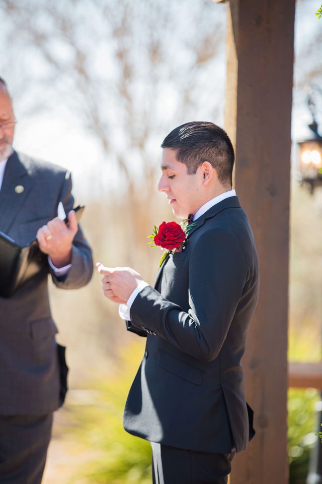 Allison wedding at Hofmann Ranch bride groom's ceremony vows