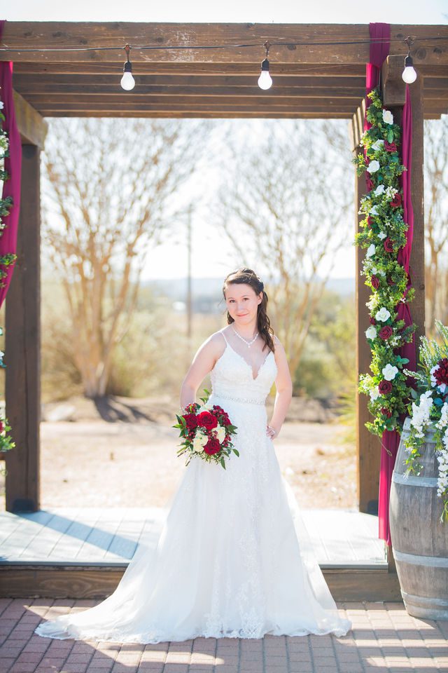 Allison wedding at Hofmann Ranch brides bridal portrait in gown