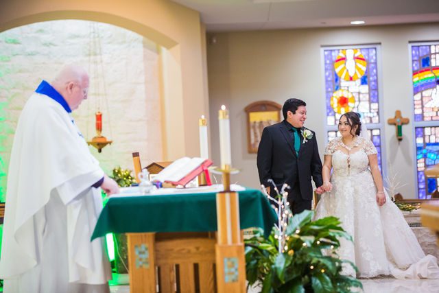 Chloe's San Antonio wedding ceremony at St. Dominic's Catholic blessing
