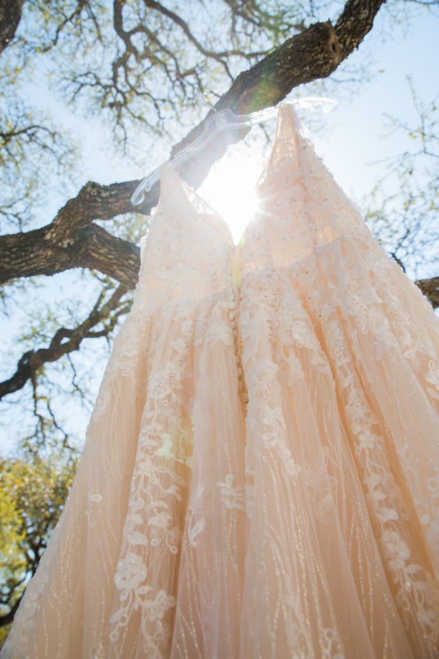 Deborah's Lost Mission wedding bridal gown in the trees