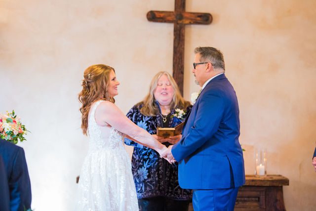 Deborah's Lost Mission wedding bride and groom ceremony vows