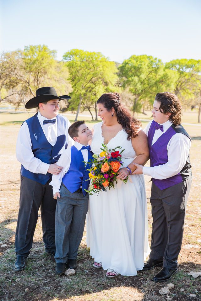 Liz's wedding at Enchanted Springs Ranch bride and her sons
