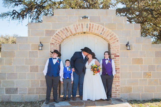 Liz's wedding at Enchanted Springs Ranch family portrait