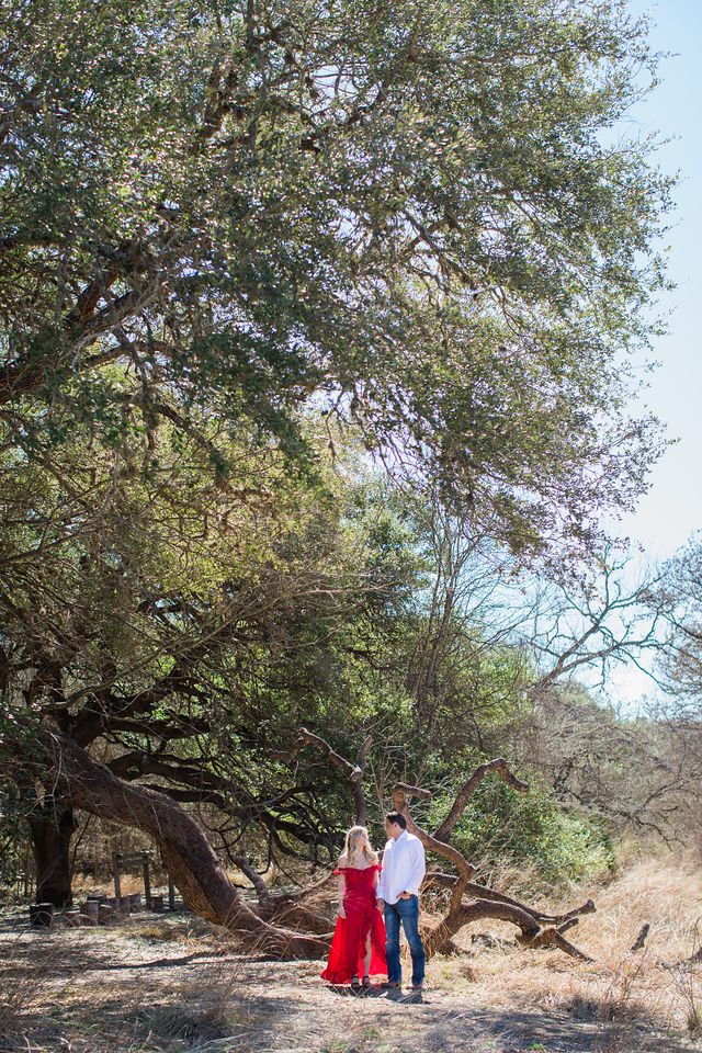 Heath's Engagement session Cibolo Natural Area under the oak tree
