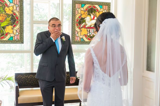 Kylee's wedding ceremony first look with father surprise