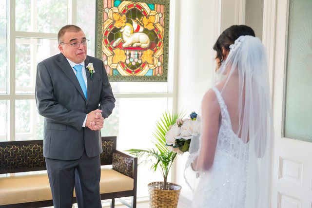 Kylee's wedding ceremony first look with father sweet