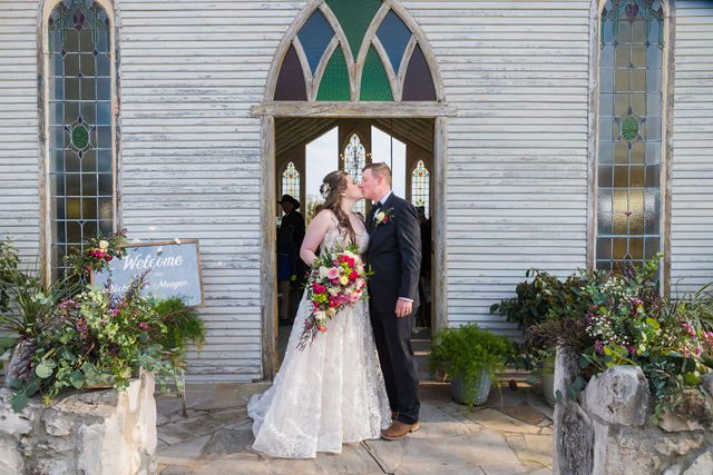 Simon wedding at Gruene Estate in New Braunfels couple ceremony exit kiss