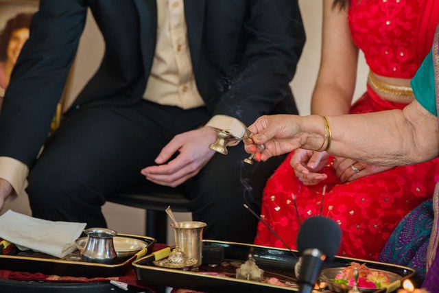 Malini's Hindi engagement ceremony puja bell ring