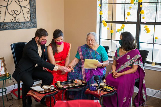 Malini's Hindi engagement ceremony hand blessing