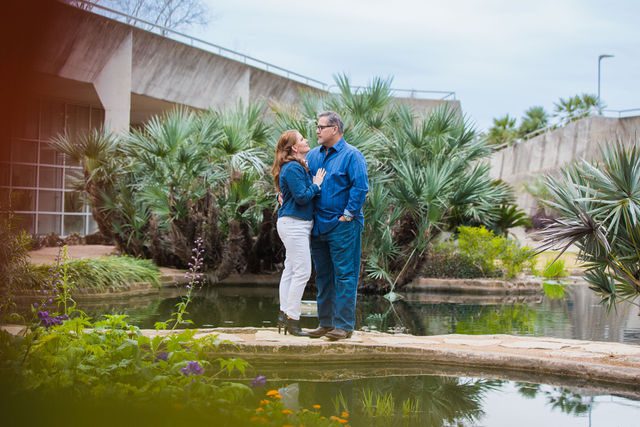 Deborah's engagement at Botanical Gardens couple on water bridge