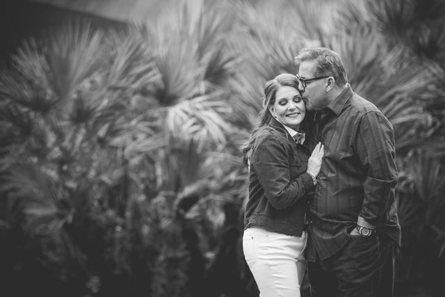 Deborah's engagement at Botanical Gardens couple on water bridge black and white