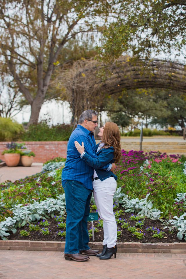 Deborah's engagement at Botanical Gardens couple in formal garden
