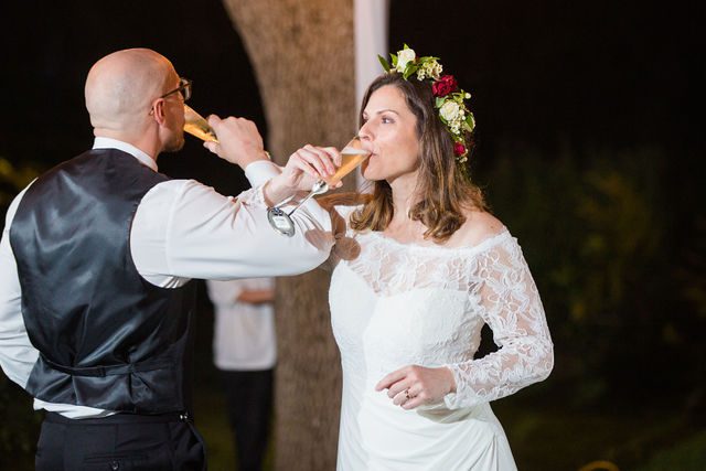 Pixley wedding in Garden Ridge reception champagne toasts
