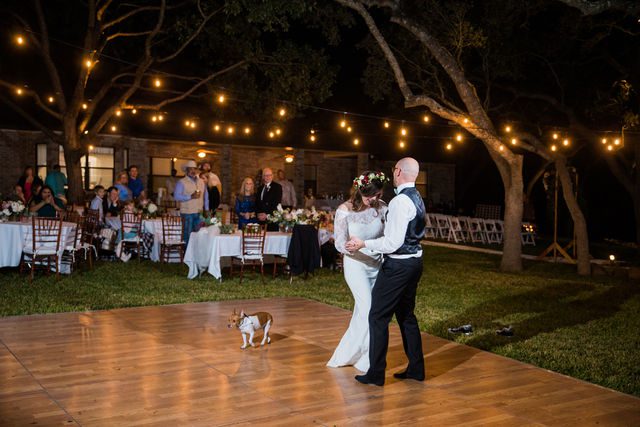 Pixley wedding in Garden Ridge reception first dance with dog