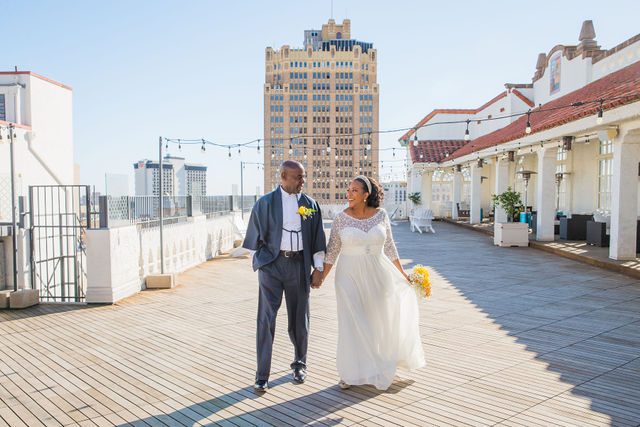 Sybil's wedding at St. Anthony Hotel on the rooftop