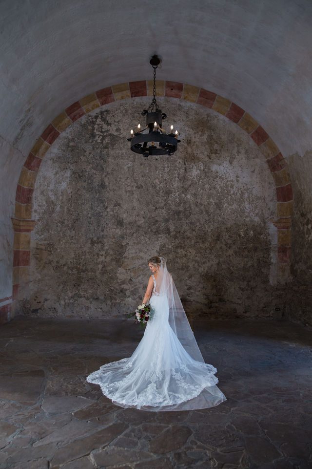 Jennifer's bridal in the granary at Mission San Jose portrait