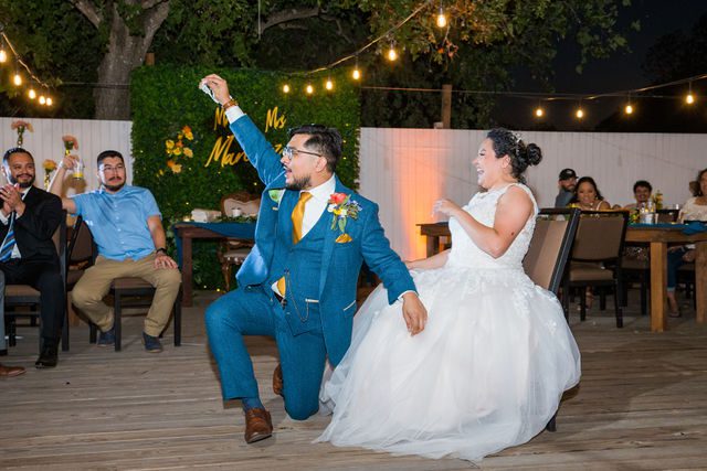 The Cruz-Martinez wedding reception in San Antonio garter grab
