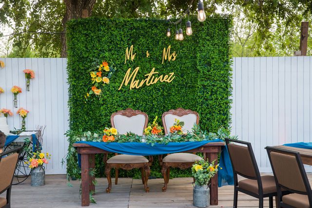 The Cruz-Martinez wedding in San Antonio reception head table